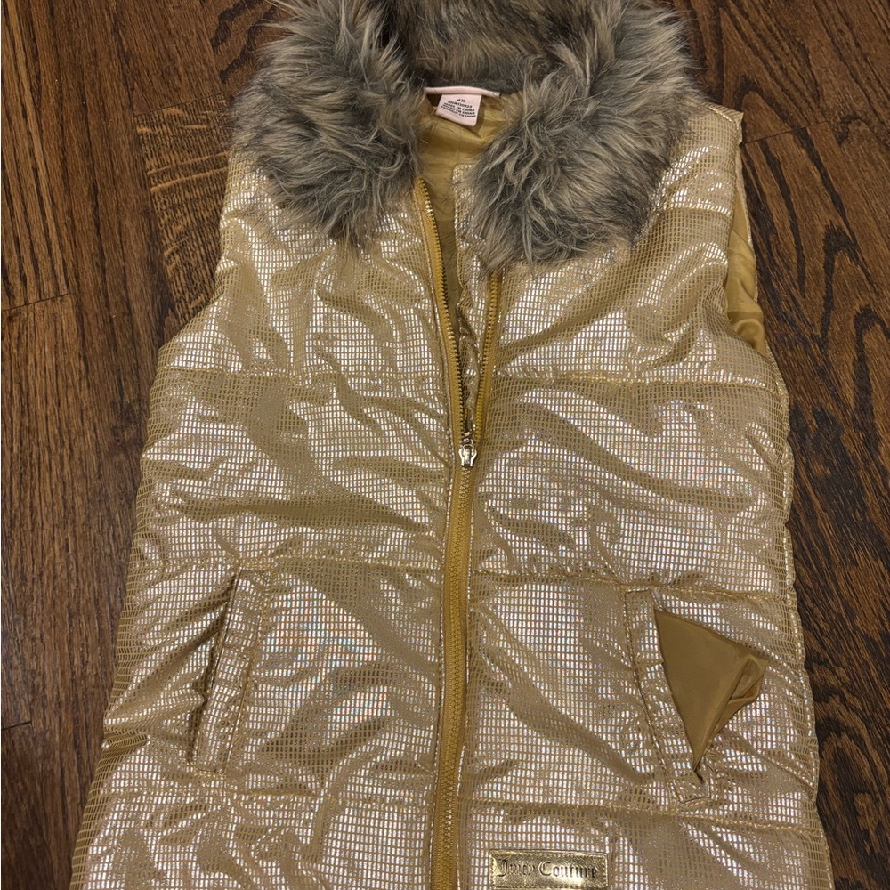 Stylish Gold Kids Jacket with Faux Fur Collar
